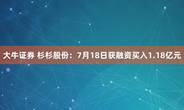 大牛证券 杉杉股份：7月18日获融资买入1.18亿元