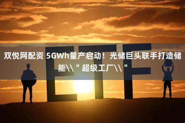双悦网配资 5GWh量产启动！光储巨头联手打造储能\＂超级工厂\＂