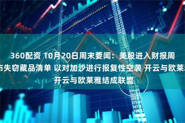 360配资 10月20日周末要闻：美股进入财报周 卢浮宫公布失窃藏品清单 以对加沙进行报复性空袭 开云与欧莱雅结成联盟